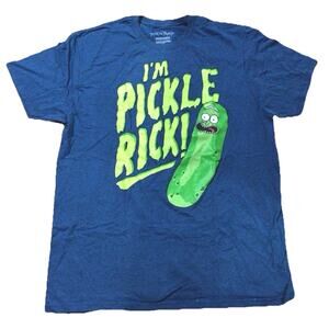 RICK & MORTY Shirt Adult XL Heather Blue Short Sleeve Pickle Rick Tee Classic